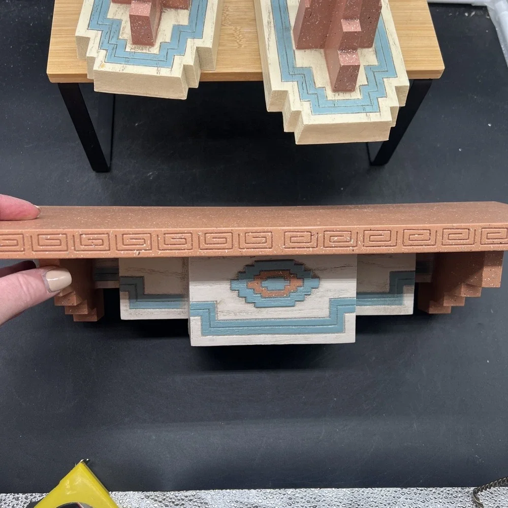 Vintage Home Interior Homco Santa Fe Aztec Shelf And 2 Wall Candle Sconces 1995